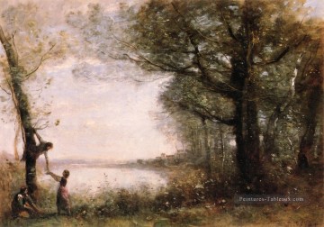 romantique romantisme Tableau Peinture - Les Petits Denicheurs Plein Air Romantisme Jean Baptiste Camille Corot
